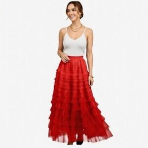 NWT Red Tulle Skirt- Fully Lined